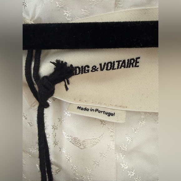 Zadig & Voltaire Viva Gradient Love Crystal Strass Blazer Ecru Size 42 NWT BNWT - Picture 7 of 11